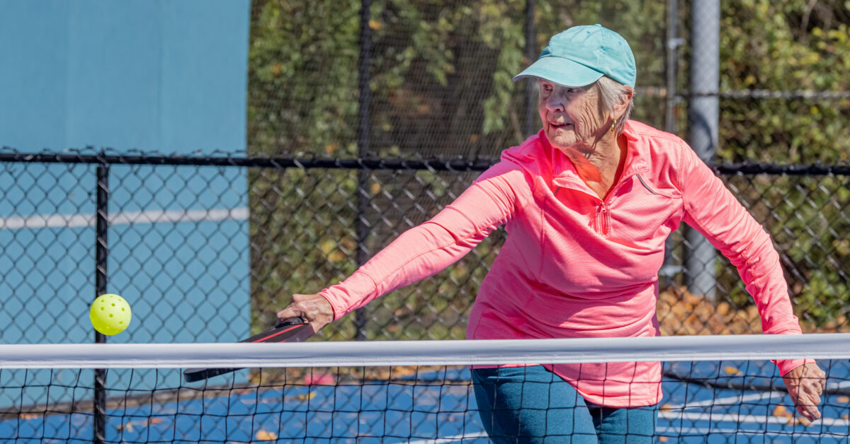 Fran laying it down on the pickleball court!